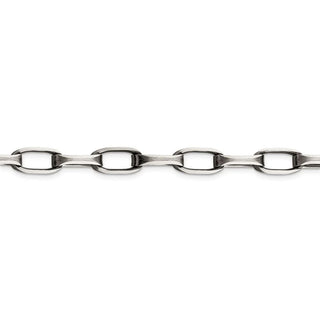 22" Sterling Silver Antiqued 8mm Elongated Open Link Chain Necklace