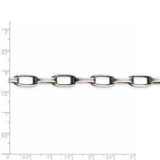 22" Sterling Silver Antiqued 8mm Elongated Open Link Chain Necklace