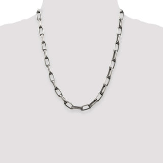 22" Sterling Silver Antiqued 8mm Elongated Open Link Chain Necklace