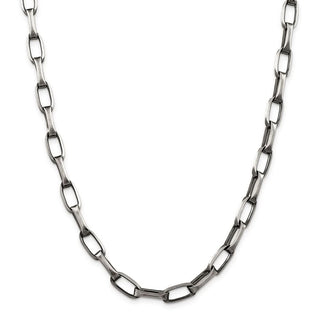 22" Sterling Silver Antiqued 8mm Elongated Open Link Chain Necklace