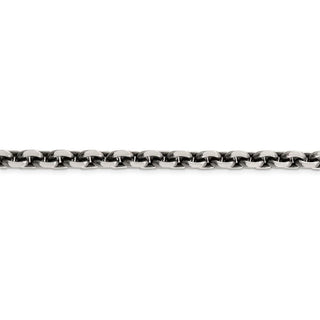 26" Sterling Silver Antiqued 7.0mm Diamond-cut Elongated Open Link Chain Necklace