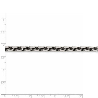 26" Sterling Silver Antiqued 7.0mm Diamond-cut Elongated Open Link Chain Necklace