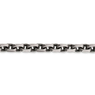22" Sterling Silver Antiqued 8.6mm Diamond-cut Elongated Open Link Chain Necklace