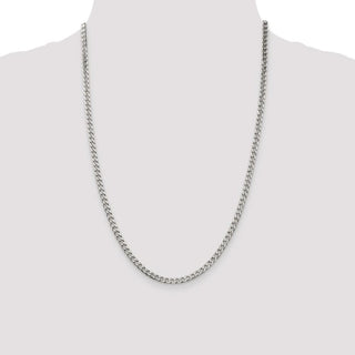 24" Sterling Silver Polished 3.5mm Curb Chain Necklace
