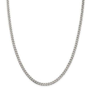 36" Sterling Silver Polished 3.5mm Curb Chain Necklace