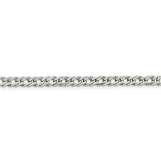 8" Sterling Silver 4.25mm 6 Side Diamond-cut Flat Double Curb Chain Bracelet