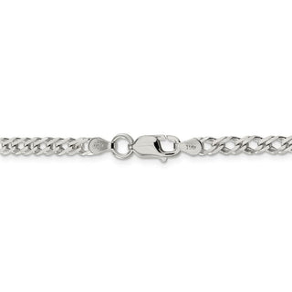 8" Sterling Silver 4.25mm 6 Side Diamond-cut Flat Double Curb Chain Bracelet