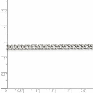 8" Sterling Silver 4.25mm 6 Side Diamond-cut Flat Double Curb Chain Bracelet