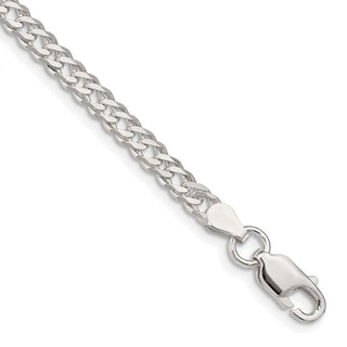 8" Sterling Silver 4.25mm 6 Side Diamond-cut Flat Double Curb Chain Bracelet
