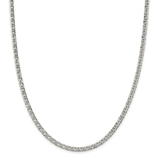 18" Sterling Silver 4.25mm 6 Side Diamond-cut Flat Double Curb Chain Necklace