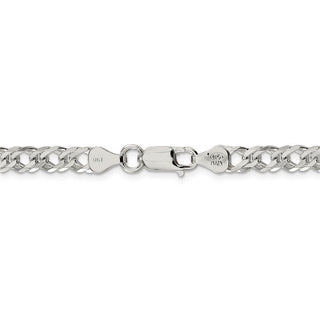 8" Sterling Silver 5.25mm 6 Side Diamond-cut Flat Double Curb Chain Bracelet