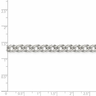 8" Sterling Silver 5.25mm 6 Side Diamond-cut Flat Double Curb Chain Bracelet