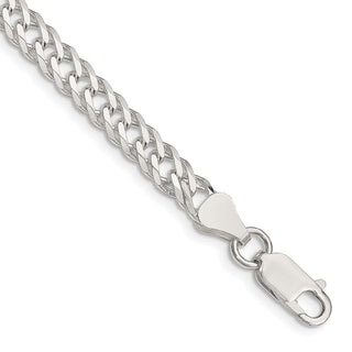 8" Sterling Silver 5.25mm 6 Side Diamond-cut Flat Double Curb Chain Bracelet