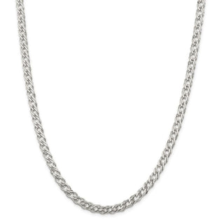 24" Sterling Silver 5.25mm 6 Side Diamond-cut Flat Double Curb Chain Necklace