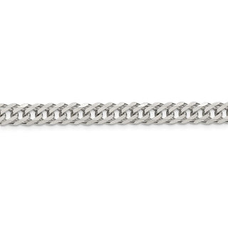 24" Sterling Silver 6.25mm 6 Side Diamond-cut Flat Double Curb Chain Necklace