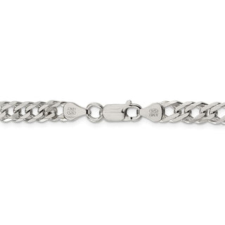 7" Sterling Silver 6.25mm 6 Side Diamond-cut Flat Double Curb Chain Bracelet