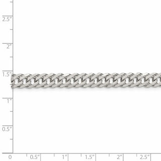 7" Sterling Silver 6.25mm 6 Side Diamond-cut Flat Double Curb Chain Bracelet