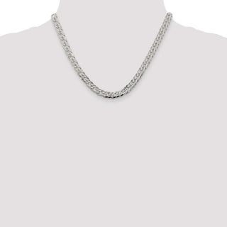 18" Sterling Silver 6.25mm 6 Side Diamond-cut Flat Double Curb Chain Necklace