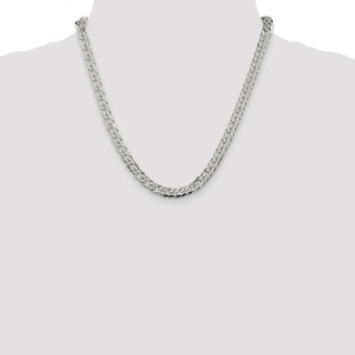 20" Sterling Silver 6.25mm 6 Side Diamond-cut Flat Double Curb Chain Necklace