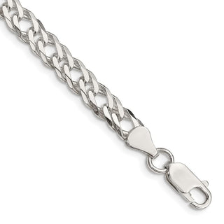 8" Sterling Silver 6.25mm 6 Side Diamond-cut Flat Double Curb Chain Bracelet