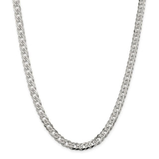 24" Sterling Silver 6.25mm 6 Side Diamond-cut Flat Double Curb Chain Necklace