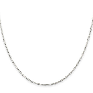 22" Sterling Silver 2mm Elongated Open Link Chain Necklace