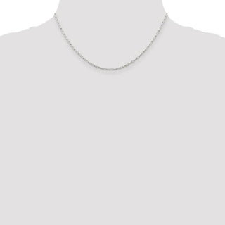 16" Sterling Silver 2mm Elongated Open Link Chain Necklace