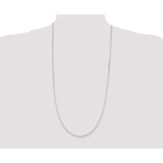 30" Sterling Silver 2mm Elongated Open Link Chain Necklace