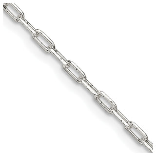 22" Sterling Silver 2mm Elongated Open Link Chain Necklace