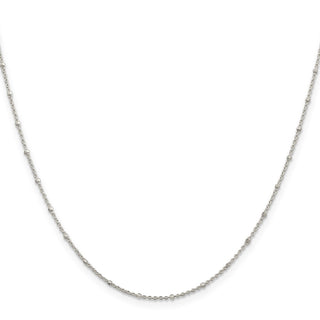 18" Sterling Silver 1.25mm Rolo with Beads Chain Necklace w/2in ext.