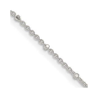 18" Sterling Silver 1.25mm Rolo with Beads Chain Necklace w/2in ext.