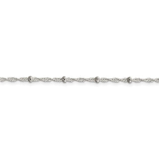 24" Sterling Silver 2.5mm Singapore w/ Beads Chain Necklace