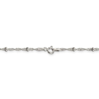 9" Sterling Silver 2.5mm Singapore w/ Beads Chain Anklet