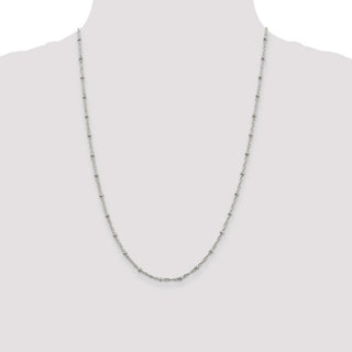 24" Sterling Silver 2.5mm Singapore w/ Beads Chain Necklace