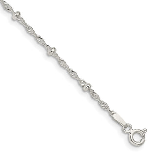 7" Sterling Silver 2.5mm Singapore w/ Beads Chain Bracelet