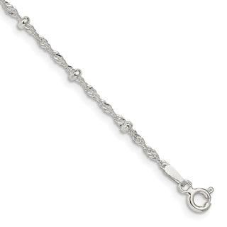 7" Sterling Silver 2.5mm Singapore w/ Beads Chain Bracelet