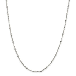 24" Sterling Silver 2.5mm Singapore w/ Beads Chain Necklace