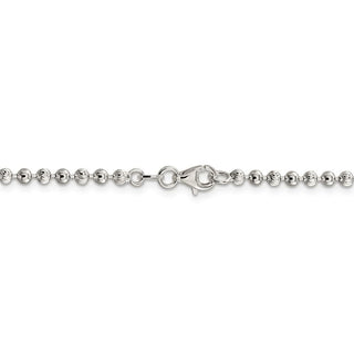 10" Sterling Silver 3mm Fancy Beaded Chain Anklet