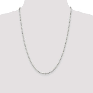 24" Sterling Silver 3mm Fancy Beaded Chain Necklace