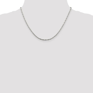 18" Sterling Silver 2mm Fancy Beaded Chain Necklace