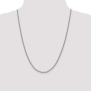 24" Sterling Silver Ruthenium-plated 1.7mm Twisted Tight Wheat Chain Necklace