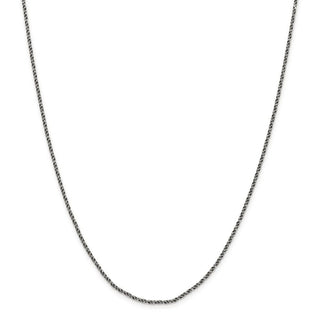 30" Sterling Silver Ruthenium-plated 1.7mm Twisted Tight Wheat Chain Necklace