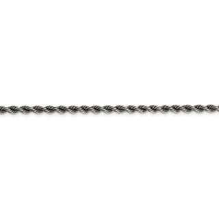 8" Sterling Silver Ruthenium-plated 3mm Rope Chain Bracelet