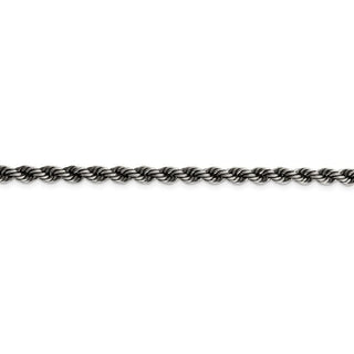 8" Sterling Silver Ruthenium-plated 4mm Rope Chain Bracelet