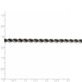 8" Sterling Silver Ruthenium-plated 4mm Rope Chain Bracelet