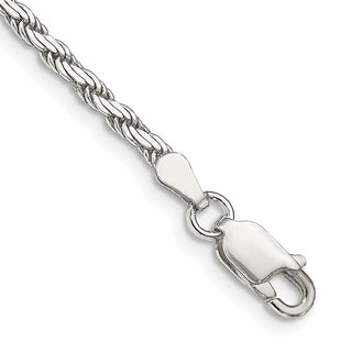7" Sterling Silver 2.5mm Flat Rope Chain Bracelet