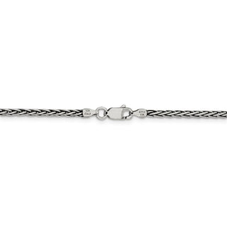 26" Sterling Silver Antiqued 2.2mm Solid Square Spiga Chain Necklace