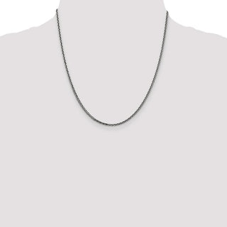 20" Sterling Silver Antiqued 2.2mm Solid Square Spiga Chain Necklace