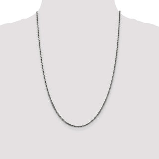24" Sterling Silver Antiqued 2.2mm Solid Square Spiga Chain Necklace