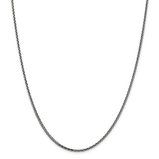 30" Sterling Silver Antiqued 2.2mm Solid Square Spiga Chain Necklace